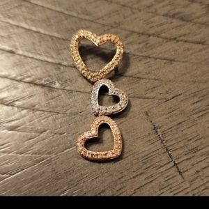 10k tricolor gold and diamond heart pendant new